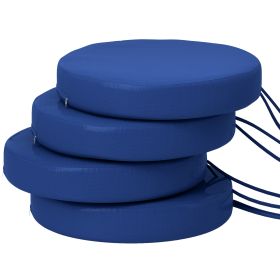 Patio Chair Cushions Set Of 4 Round Seat Cushions For Dining Bistro Chairs Machine Washable, 15 X 15 X 3, Navy Blue (Option: Navy blue)