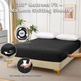Diamond Grid Ultrasonic Waterproof Mattress Protector, twin (Color: black)