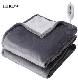 edx Electric Heated Blanket, Dual Zone Control, 10 Heat Settings, Auto-Off, Flannel Sherpa Fabric (size: Throw)